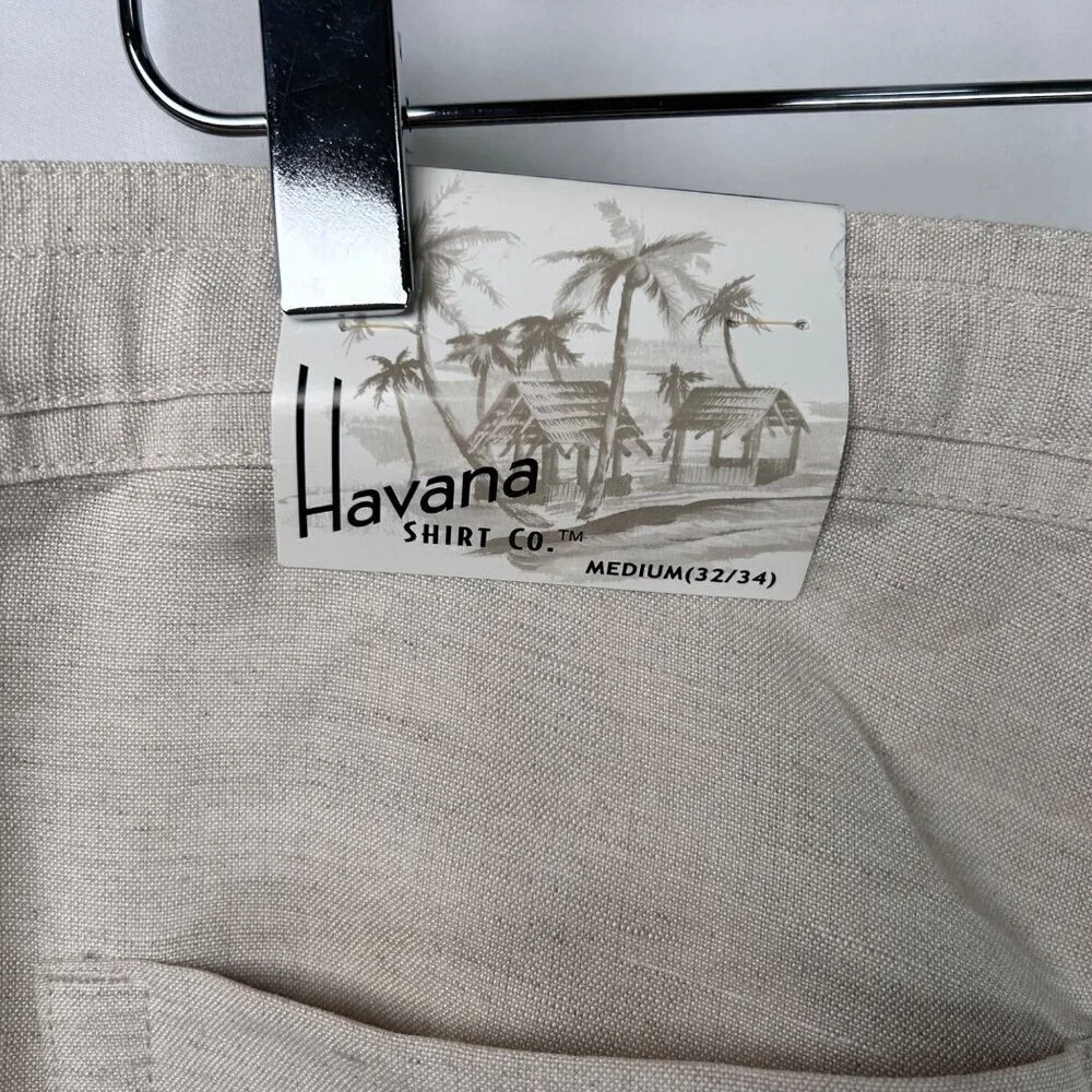 Havana Shirt Co Size Medium 32/34 Men Linen Pants Khaki